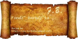 Fonó Borbála névjegykártya